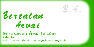 bertalan arvai business card