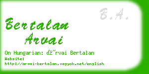 bertalan arvai business card